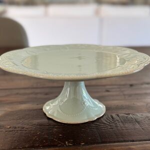 Lenox French Perle Ice Blue Medium Pedesal Cake Plate 10.5 in. New.